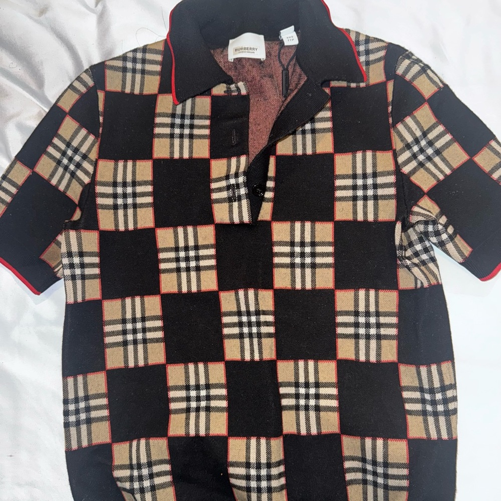 Burberry Black and Tan Checkered Knit
